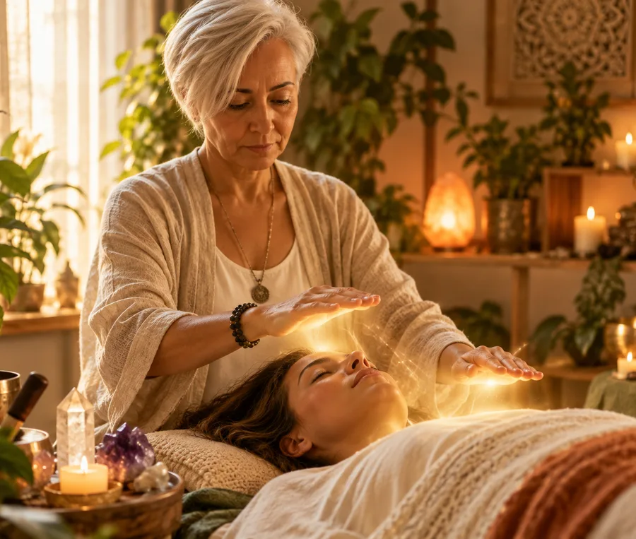 Tânia Yamaguti em atendimento de Reiki